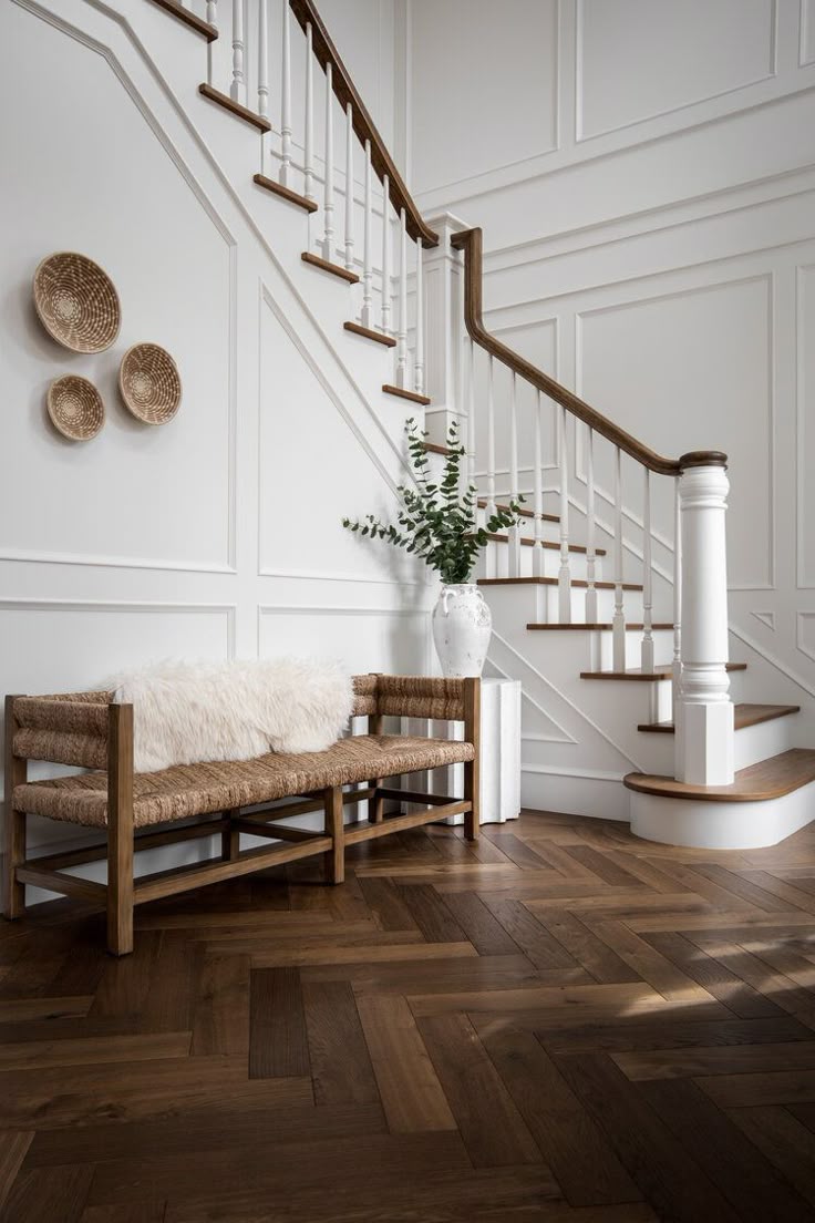Herringbone floors with wainscoting